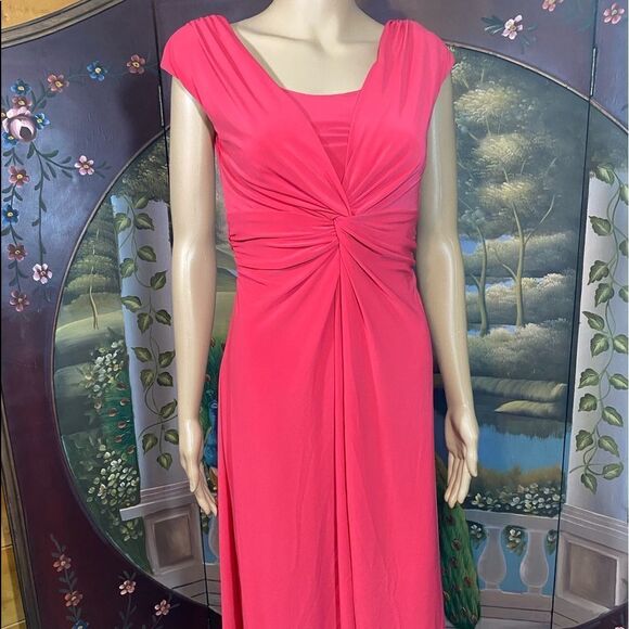 Pink Midi Dress Knotted and Shirred Bodice, Shoulders and Waist Dress - Picture 1 of 7